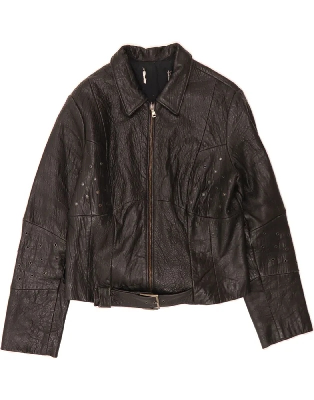 Sophisticated Women's Fashion VINTAGE Womens Crop Leather Jacket UK 18 XL Black Leather Sophisticated Women's Fashion VINTAGE Womens Crop Leather Jacket UK 18 XL Black Leather