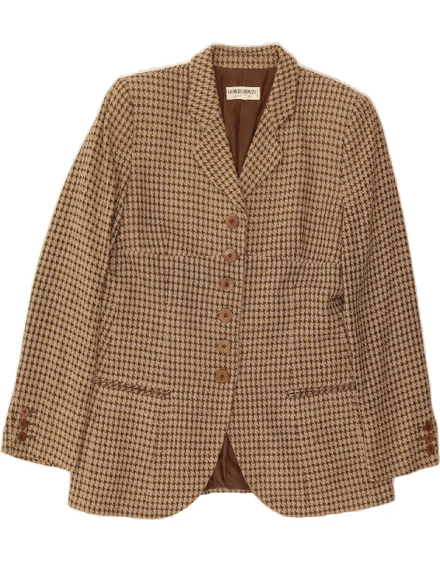 Women's Seasonal Wardrobe Clothing GIORGIO ARMANI Womens Blazer Jacket IT 48 XL Brown Houndstooth Classic Women's Seasonal Wardrobe Clothing GIORGIO ARMANI Womens Blazer Jacket IT 48 XL Brown Houndstooth Classic