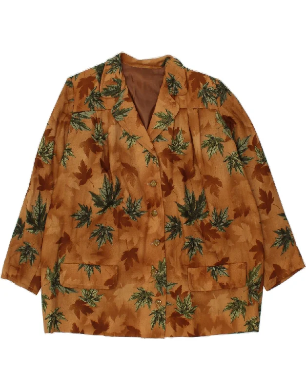 Women's High-End Clothing VINTAGE Womens Abstract Pattern 6 Button Blazer Jacket UK 20 2XL Brown Women's High-End Clothing VINTAGE Womens Abstract Pattern 6 Button Blazer Jacket UK 20 2XL Brown