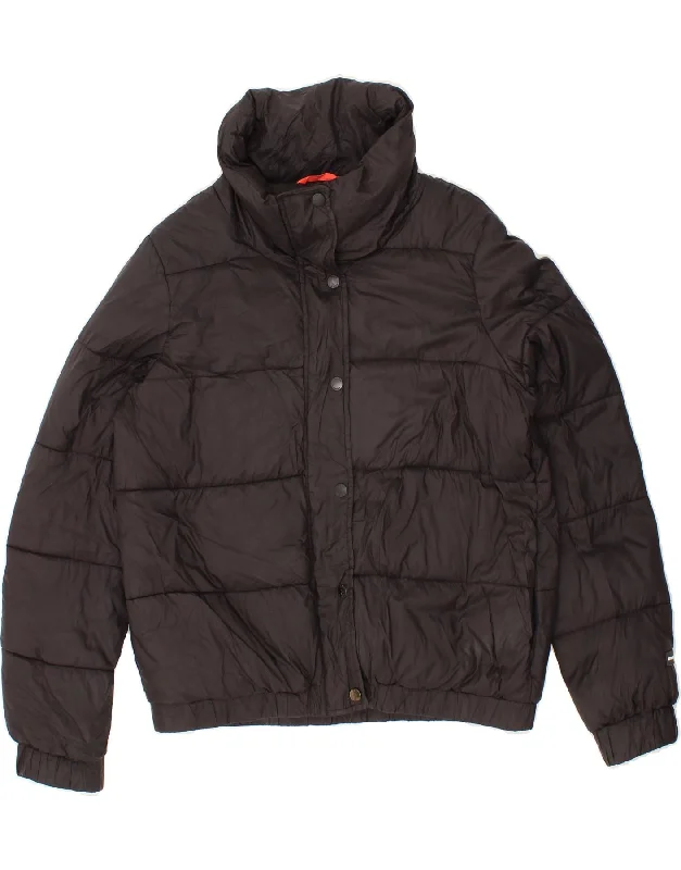 Best Boutiques Online DKNY Womens Graphic Padded Jacket UK 14 Medium Black Nylon