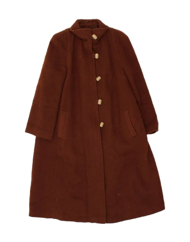 Sale For Women VINTAGE Womens Overcoat IT 46 Large Brown New Wool
