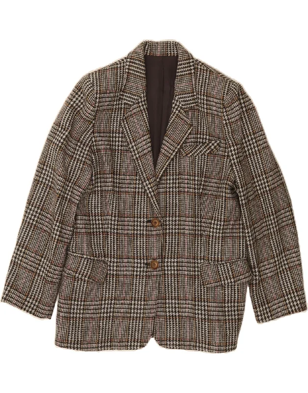 High-Fashion Women's Clothing VINTAGE Womens 2 Button Blazer Jacket IT 48 XL Grey Houndstooth Wool High-Fashion Women's Clothing VINTAGE Womens 2 Button Blazer Jacket IT 48 XL Grey Houndstooth Wool