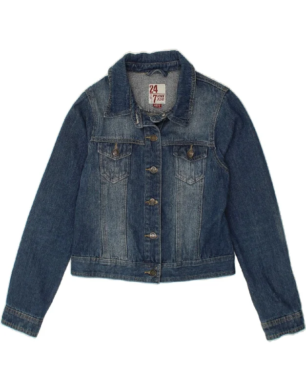 Plus-Size Women's Clothing 24-7 DENIM Womens Crop Denim Jacket UK 12 Medium Blue Cotton