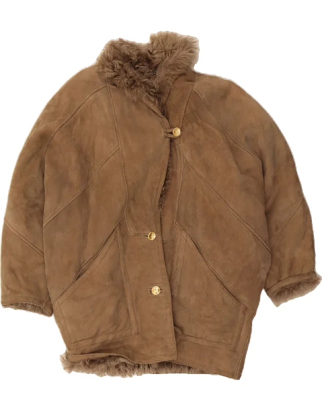 Comfortable Lounge Clothing VINTAGE Womens Batwing Shearling Coat IT 44 Medium Brown Shearling Comfortable Lounge Clothing VINTAGE Womens Batwing Shearling Coat IT 44 Medium Brown Shearling