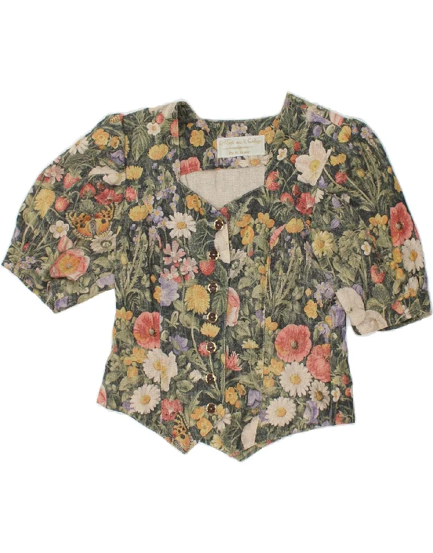 Women's Romantic Outfit H.MOSER Womens Short Sleeve 7 button Blazer Jacket UK 8 Small Green Floral Women's Romantic Outfit H.MOSER Womens Short Sleeve 7 button Blazer Jacket UK 8 Small Green Floral