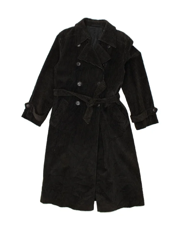 Holiday Special Offers VINTAGE Womens Double Breasted Corduroy Coat UK 12 Medium Black Holiday Special Offers VINTAGE Womens Double Breasted Corduroy Coat UK 12 Medium Black