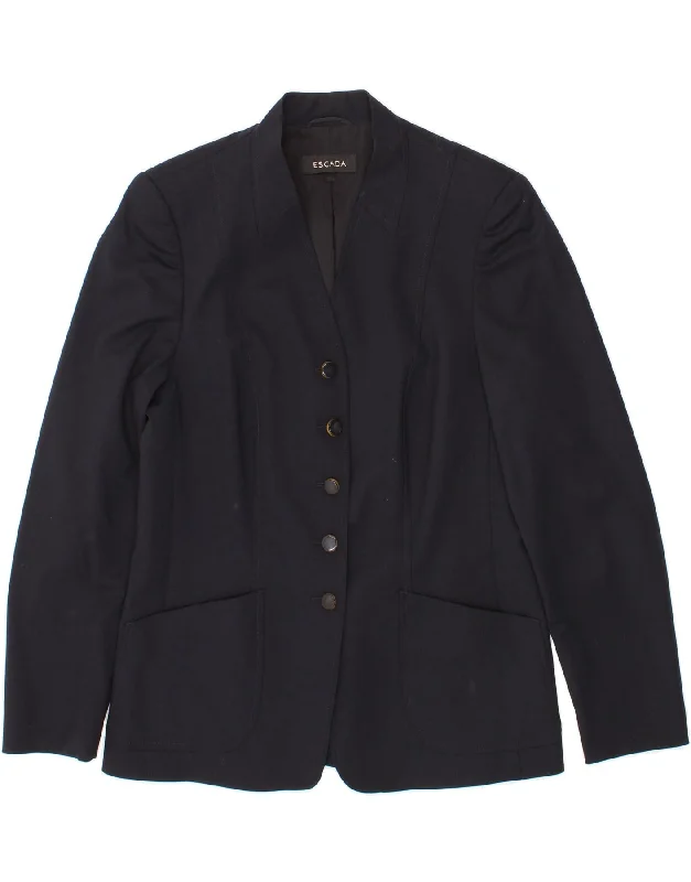 Women's Romantic Outfit ESCADA Womens 5 Button Blazer Jacket IT 42 Medium Navy Blue New Wool