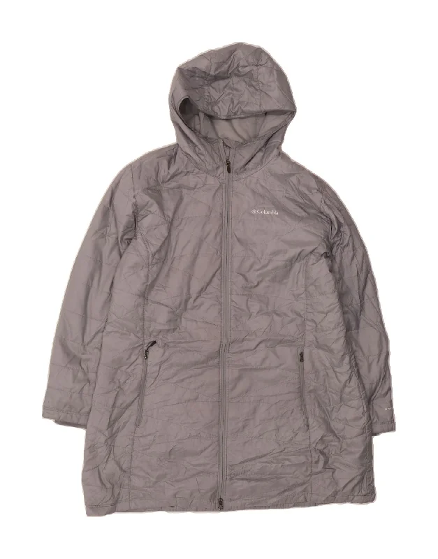 Limited Time Offer COLUMBIA Womens Omni-Heat Hooded Windbreaker Coat UK 20 2XL Grey Polyester