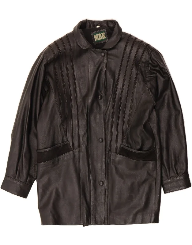 Women's Comfortable Lounge Attire MDK Womens Oversized Leather Jacket UK 18 XL Black Leather