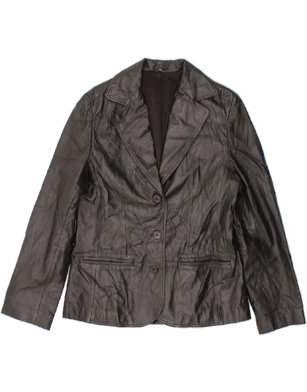 Women's Cozy Outfit For Lounging VINTAGE Womens Leather 3 Button Blazer Jacket IT 42 Medium Black Leather Women's Cozy Outfit For Lounging VINTAGE Womens Leather 3 Button Blazer Jacket IT 42 Medium Black Leather