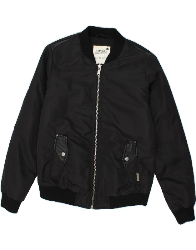 Women's Holiday Attire KHUJO Womens Bomber Jacket UK 16 Large Black Nylon