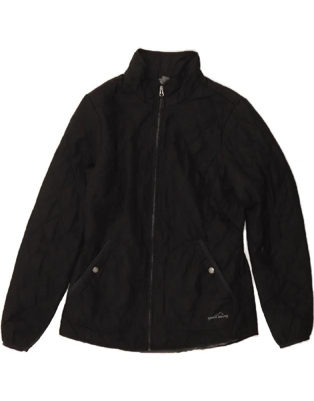 Clothing Sale EDDIE BAUER Womens Quilted Jacket UK 12 Medium Black Polyester