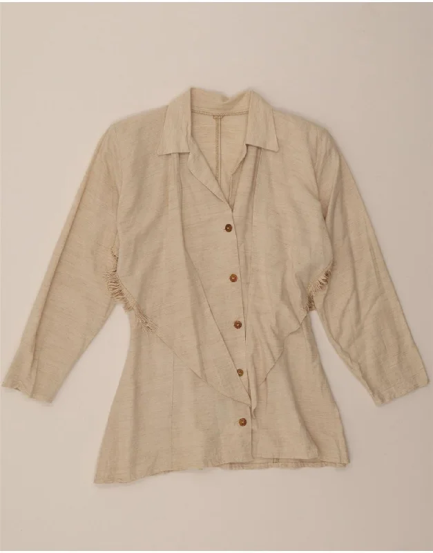 Sophisticated Style VINTAGE Womens 5 Button Blazer Jacket UK 14 Medium Beige