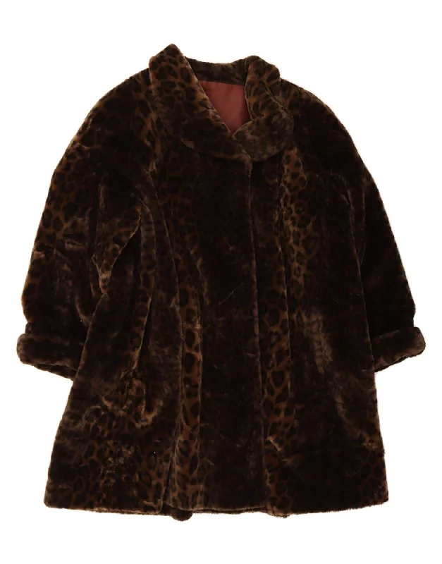 Latest Fashion for Women MICHEL ALEXIS Womens Faux Fur Overcoat UK 16 Large Brown Animal Print Latest Fashion for Women MICHEL ALEXIS Womens Faux Fur Overcoat UK 16 Large Brown Animal Print