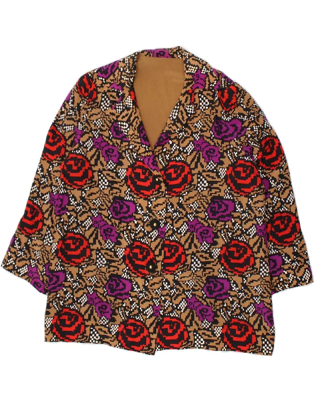 Clothing Woman VINTAGE Womens 3 Button Blazer Jacket UK 18 XL Multicoloured Floral