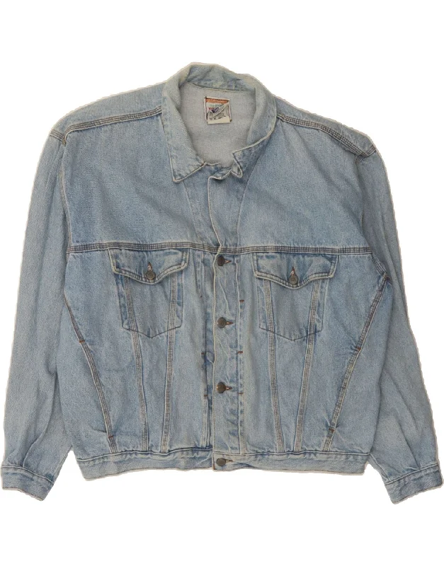 Luxury Women's Clothing VINTAGE Womens Oversized Denim Jacket XL Blue Cotton