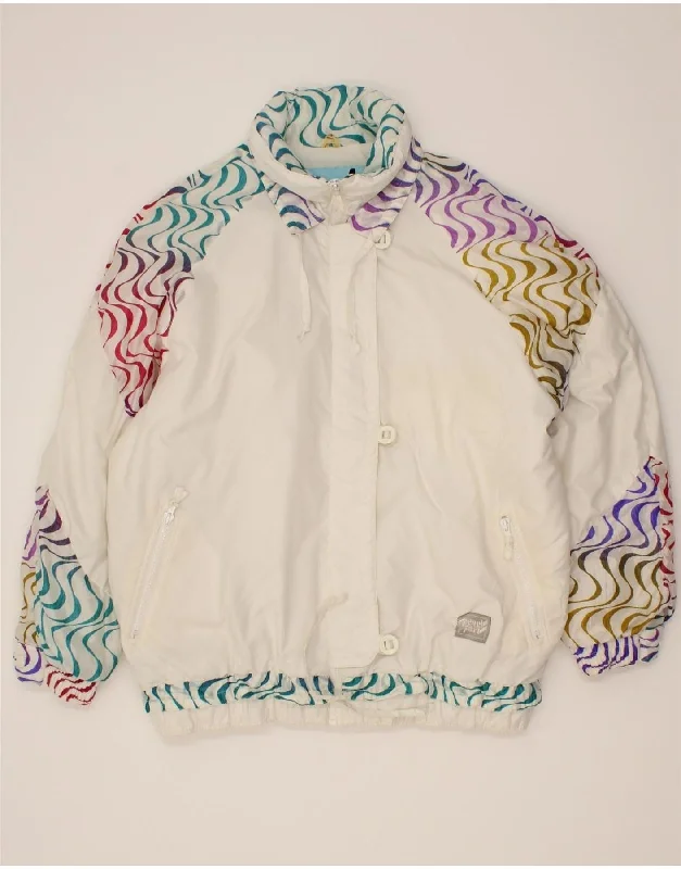 Women's Chic Outerwear Outfit VINTAGE Womens Oversized Windbreaker Jacket EU 40 Medium White