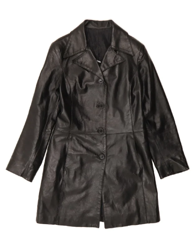 Contemporary Women's Clothing VINTAGE Womens Leather Coat IT 40 Small Black Leather