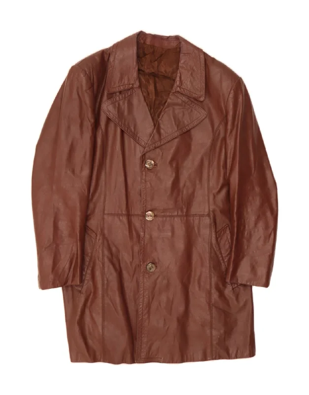 Women's Transitional Outfit VINTAGE Womens Leather Coat IT 54 3XL Brown Suede