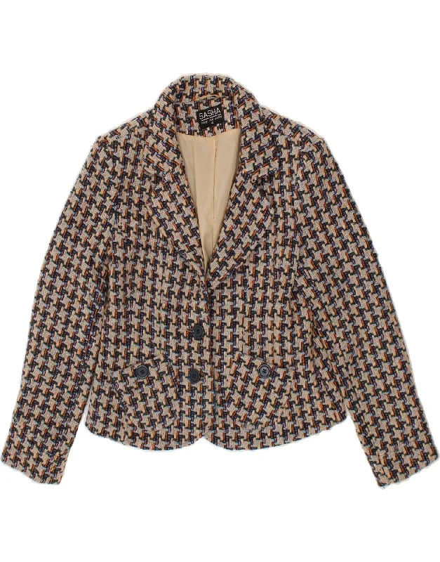 Classic Women's Clothing Styles SASHA Womens Crop 2 Button Blazer Jacket UK 12 Medium Grey Houndstooth Classic Women's Clothing Styles SASHA Womens Crop 2 Button Blazer Jacket UK 12 Medium Grey Houndstooth