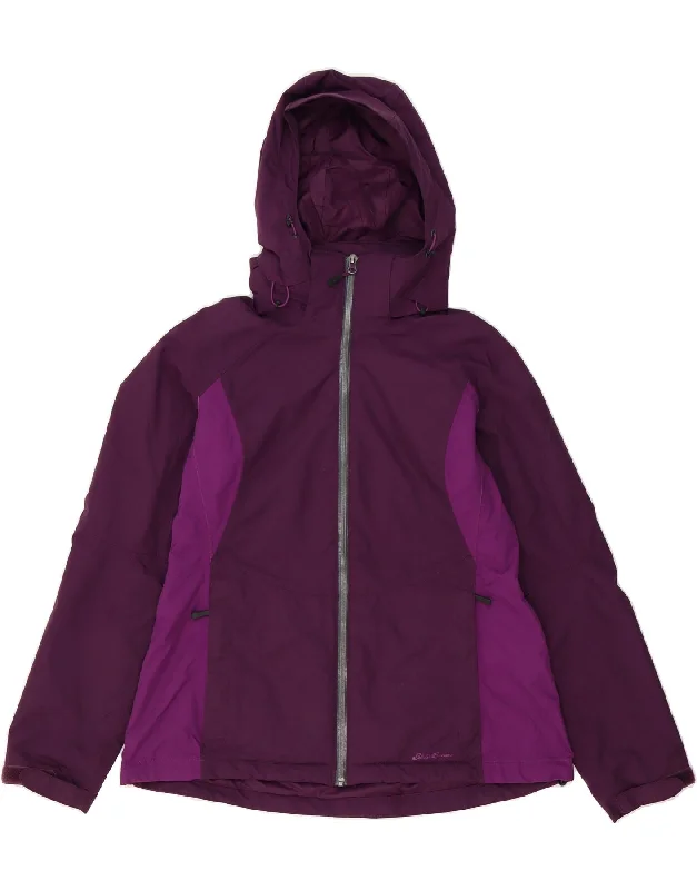 Casual Fashion Trends for Women EDDIE BAUER Womens Hooded Rain Jacket UK 16 Large Purple Colourblock Nylon