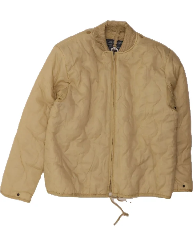 Women's Elegant Evening Attire VINTAGE Womens Sherpa Quilted Jacket UK 20 2XL Beige Polyester