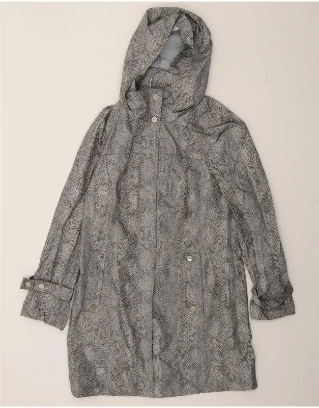 Outfits For Women CALVIN KLEIN Womens Hooded Raincoat UK 14 Medium Grey Animal Print
