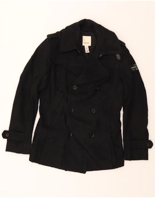 Women's Casual Outfit DIESEL Womens Pea Coat UK 10 Small Black Viscose