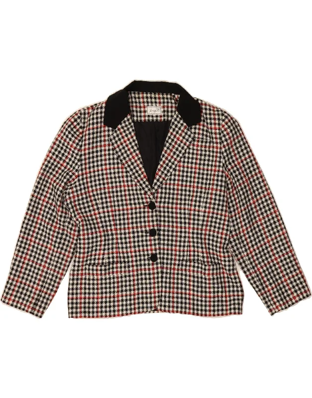 Women's Romantic Outfit VINTAGE Womens 3 Button Blazer Jacket UK 16 Large Grey Check Women's Romantic Outfit VINTAGE Womens 3 Button Blazer Jacket UK 16 Large Grey Check