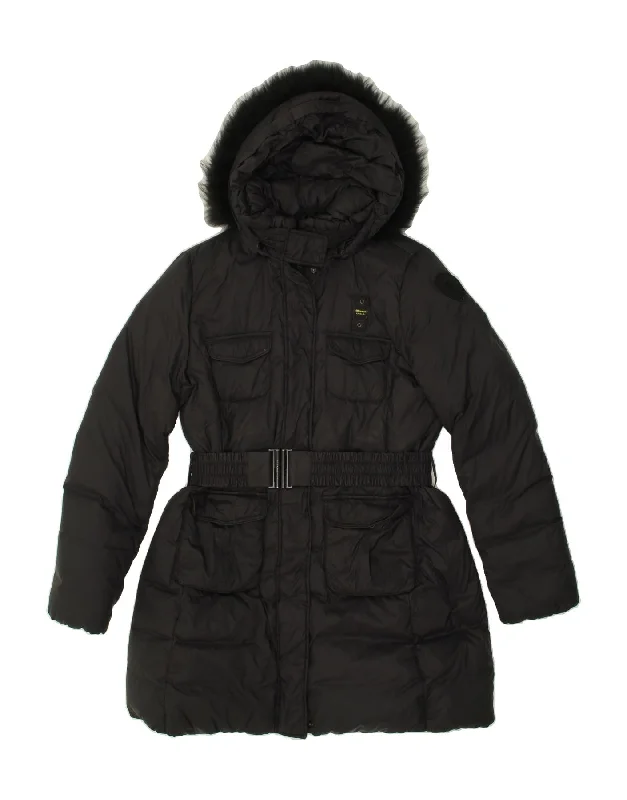 Affordable Women's Clothes BLAUER Womens Hooded Padded Coat UK 20 2XL Black