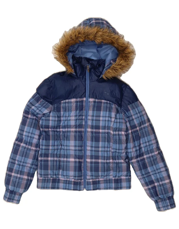 Women's Outfit For The Office PUMA Womens Hooded Padded Jacket UK 12 Medium Blue Check Polyamide Women's Outfit For The Office PUMA Womens Hooded Padded Jacket UK 12 Medium Blue Check Polyamide