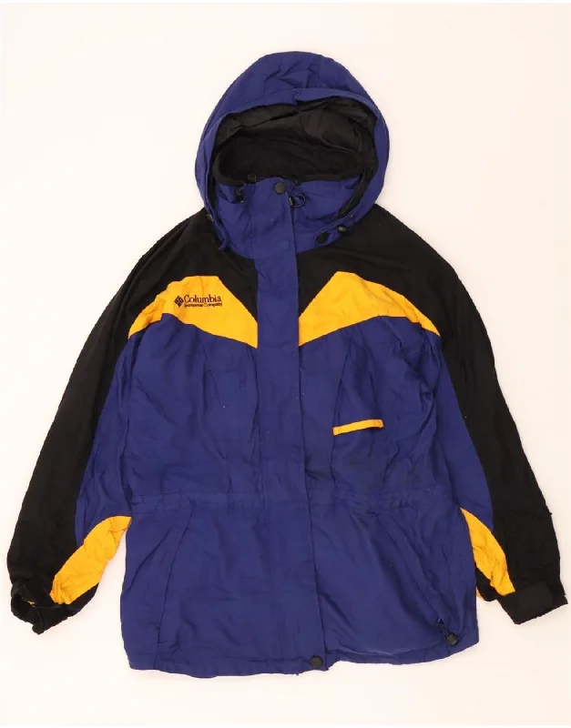 Seasonal Women's Fashion Trends COLUMBIA Womens Hooded Windbreaker Jacket UK 10 Small Blue Colourblock