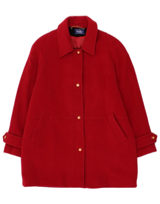 Online Boutiques Best KESTA LONDON Womens Overcoat UK 18 XL Red Virgin Wool