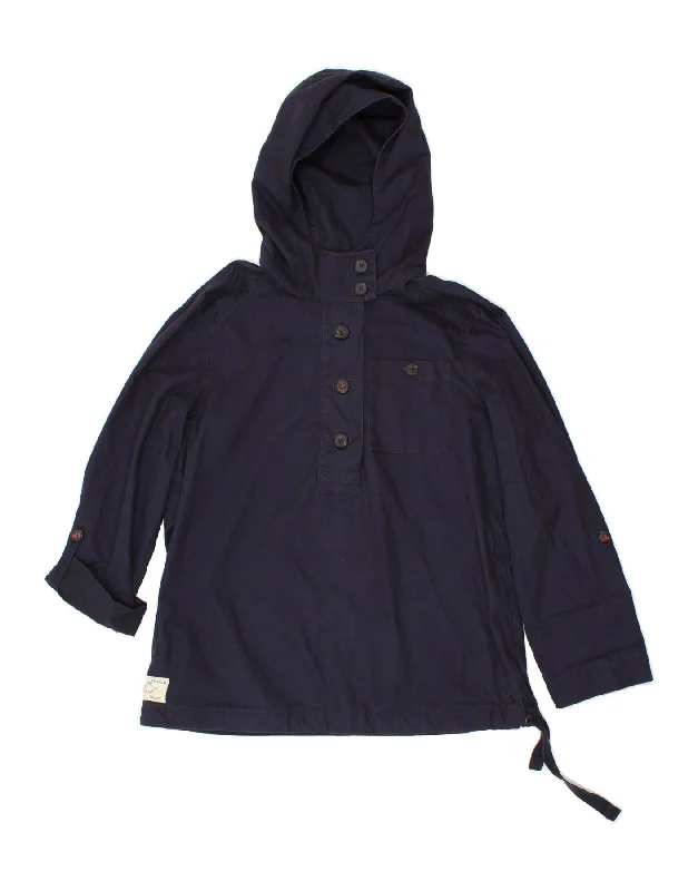 Minimalist Style JOULES Womens Hooded Pullover Jacket UK 10 Small Navy Blue Cotton