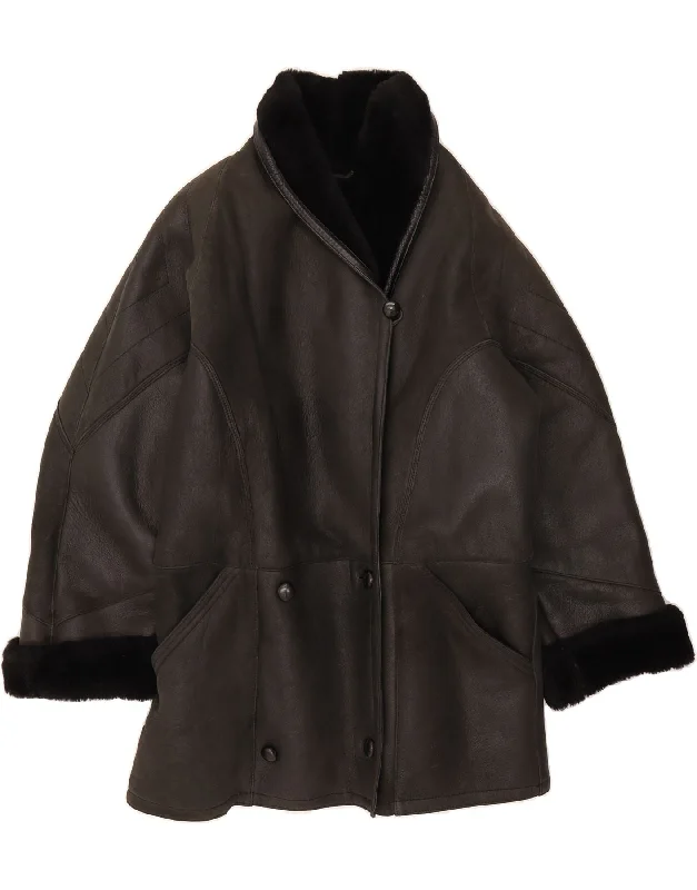 Women's Comfy Attire For Lounging VINTAGE Womens Shearling Coat EU 42 Large Black Shearling Women's Comfy Attire For Lounging VINTAGE Womens Shearling Coat EU 42 Large Black Shearling