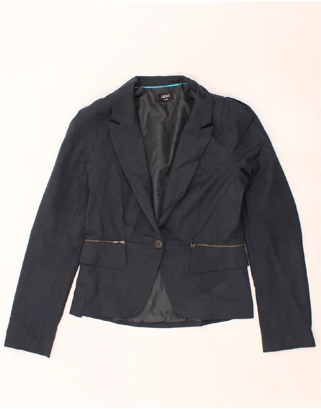 High-Fashion Women's Clothing OASIS Womens 1 Button Blazer Jacket UK 12 Medium Navy Blue Polyester High-Fashion Women's Clothing OASIS Womens 1 Button Blazer Jacket UK 12 Medium Navy Blue Polyester
