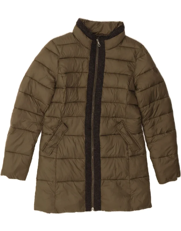 Stylish Women's Attire GUESS Womens Padded Coat UK 14 Medium Khaki Polyamide