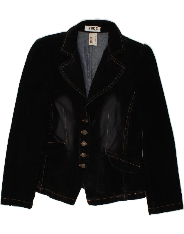 Minimalist Style VINTAGE Womens Denim Jacket UK 16 Large Navy Blue Cotton