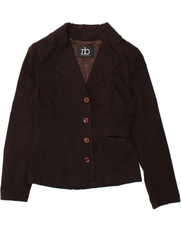 Clothes Of Woman ROCCOBAROCCO Womens 4 Button Blazer Jacket IT 44 Medium Brown Cotton