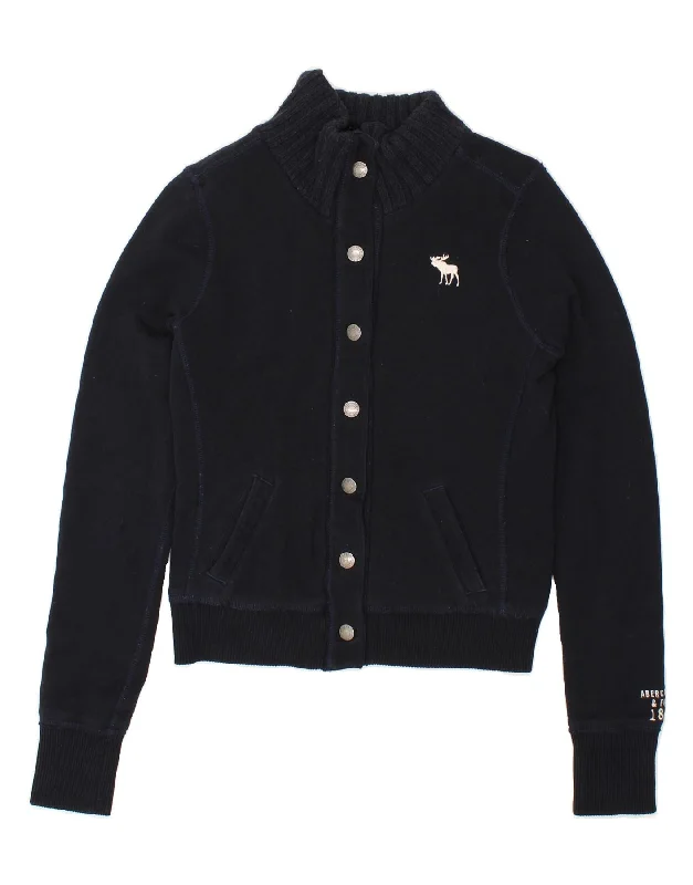 Women's Night-Out Clothes ABERCROMBIE & FITCH Womens Crop Sherpa Jacket UK 10 Small Black Cotton Women's Night-Out Clothes ABERCROMBIE & FITCH Womens Crop Sherpa Jacket UK 10 Small Black Cotton