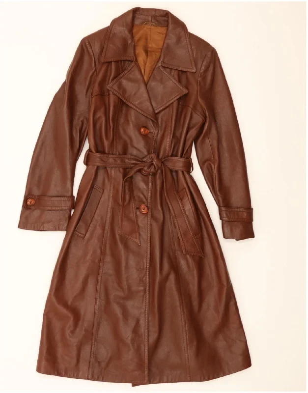 Women's Clothing Online Sale VINTAGE Womens Leather Coat IT 46 Large Brown Leather
