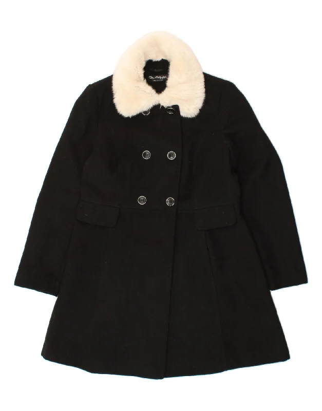 Vintage-Inspired Women's Clothes MISS SELFRIDGE Womens Double Breasted Coat UK 16 Large Black Polyester