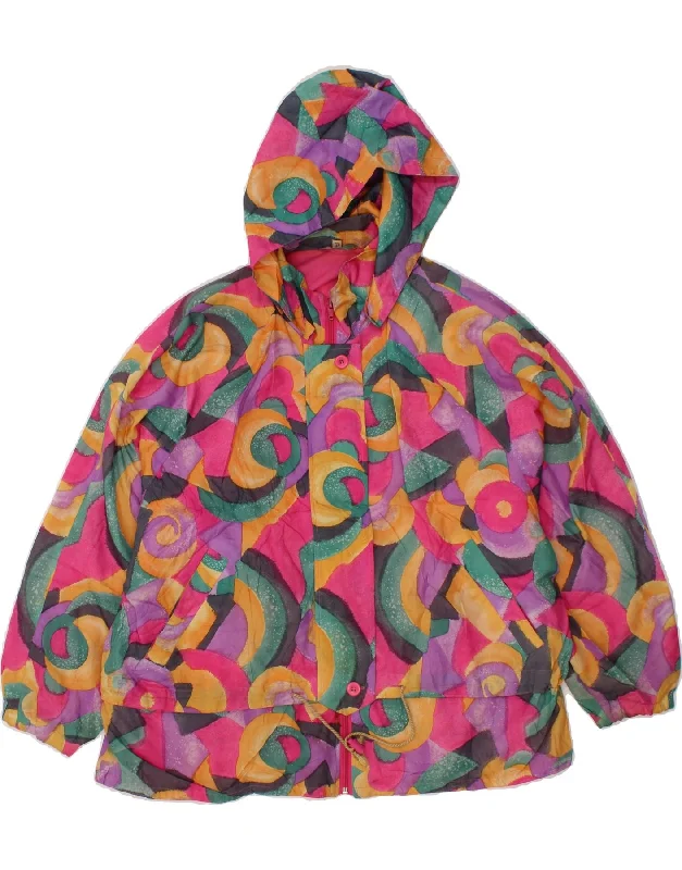 Women's Trendy Outfits VINTAGE Womens Abstract Pattern Windbreaker Jacket EU 34 XS Multicoloured
