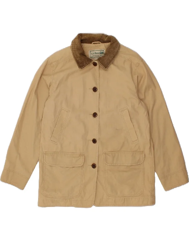 Clothing Sales L.L.BEAN Womens Utility Jacket UK 14 Medium Beige Cotton