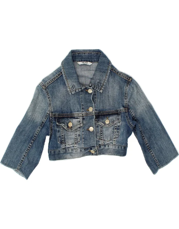 Women's Comfy Attire For Lounging LIU JO Womens Crop 3/4 Sleeve Denim Jacket UK 2 2XS Blue Women's Comfy Attire For Lounging LIU JO Womens Crop 3/4 Sleeve Denim Jacket UK 2 2XS Blue