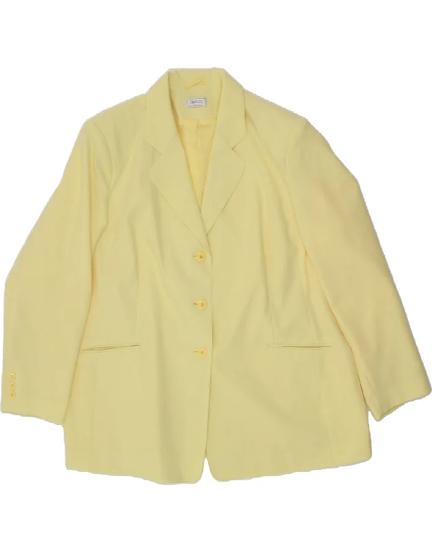 Women's Vintage-Inspired Clothing CLASSICS Womens 3 Button Blazer Jacket UK 24 4XL Yellow Polyester Women's Vintage-Inspired Clothing CLASSICS Womens 3 Button Blazer Jacket UK 24 4XL Yellow Polyester