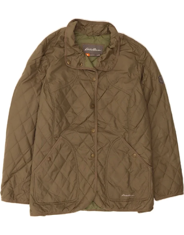 Women's Clothing for Every Season and Trend EDDIE BAUER Womens Quilted Jacket UK 22 2XL Khaki Polyester