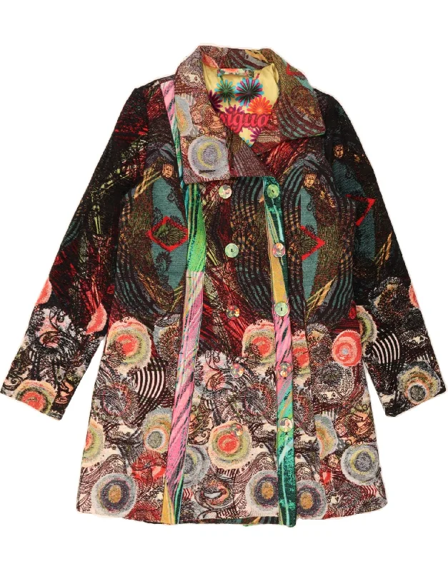 Fashionable Women's Casual Apparel DESIGUAL Womens Double Breasted Coat EU 44 XL Multicoloured Patchwork Fashionable Women's Casual Apparel DESIGUAL Womens Double Breasted Coat EU 44 XL Multicoloured Patchwork