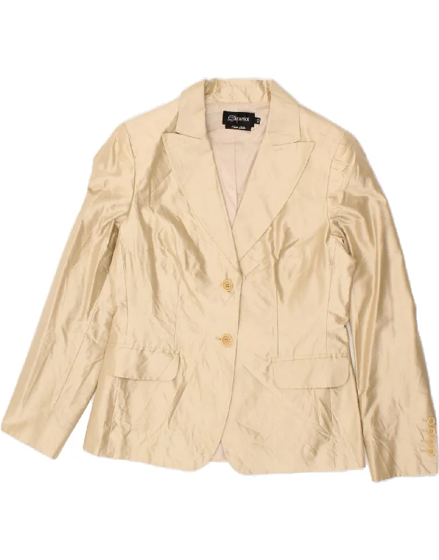 Elegant Clothing For Women SUPERIOR Womens 2 Button Blazer Jacket IT 42 Medium Beige Silk