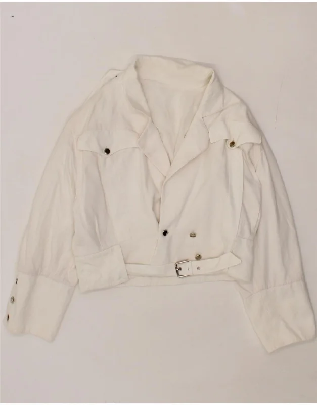 Women's Casual Wear Outfit VINTAGE Womens Crop Bomber Jacket UK 12 Medium White